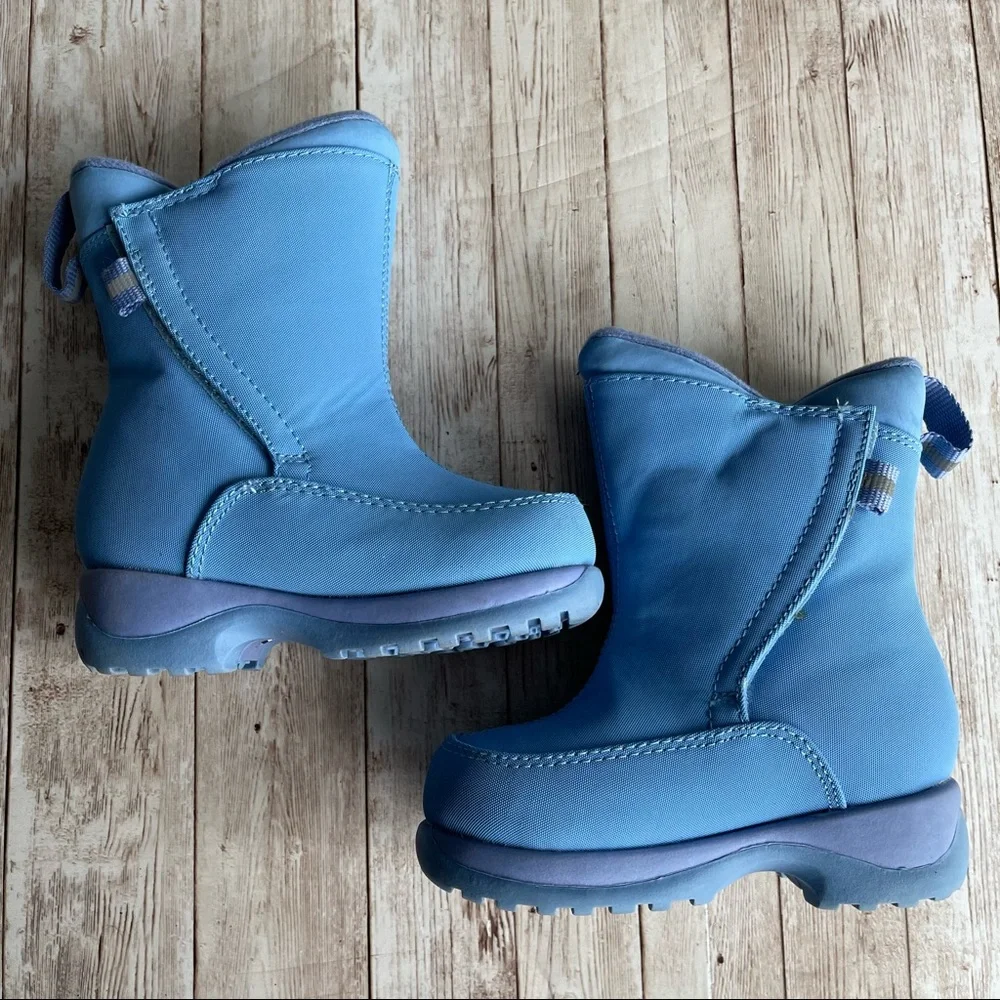 PREOWNED LAND’S END BLUE PURPLE EASY ON AND OFF SNOW WINTER BOOTS SIZE 7 KIDS