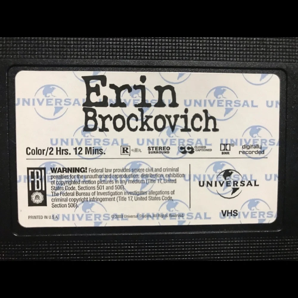 VTG Erin Brockovich VHS 2000 UNTESTED