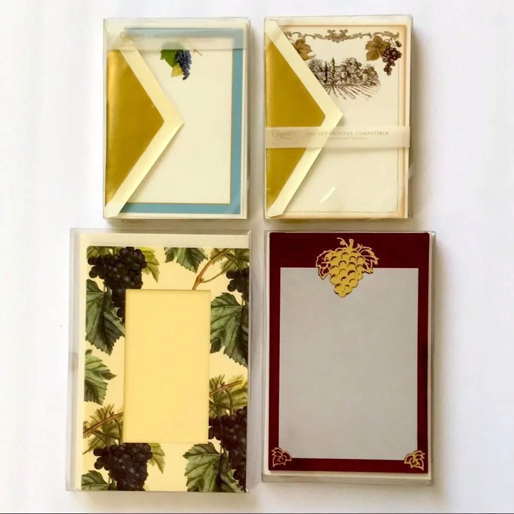Lot of 4 Boxed Invitations Grapes Wine Winery