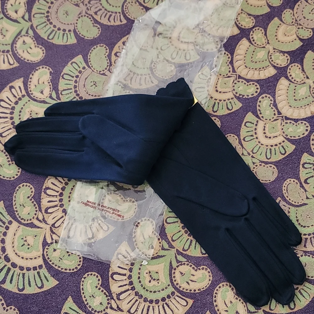 Deadstock Aris Ladies Gloves Navy Fabric