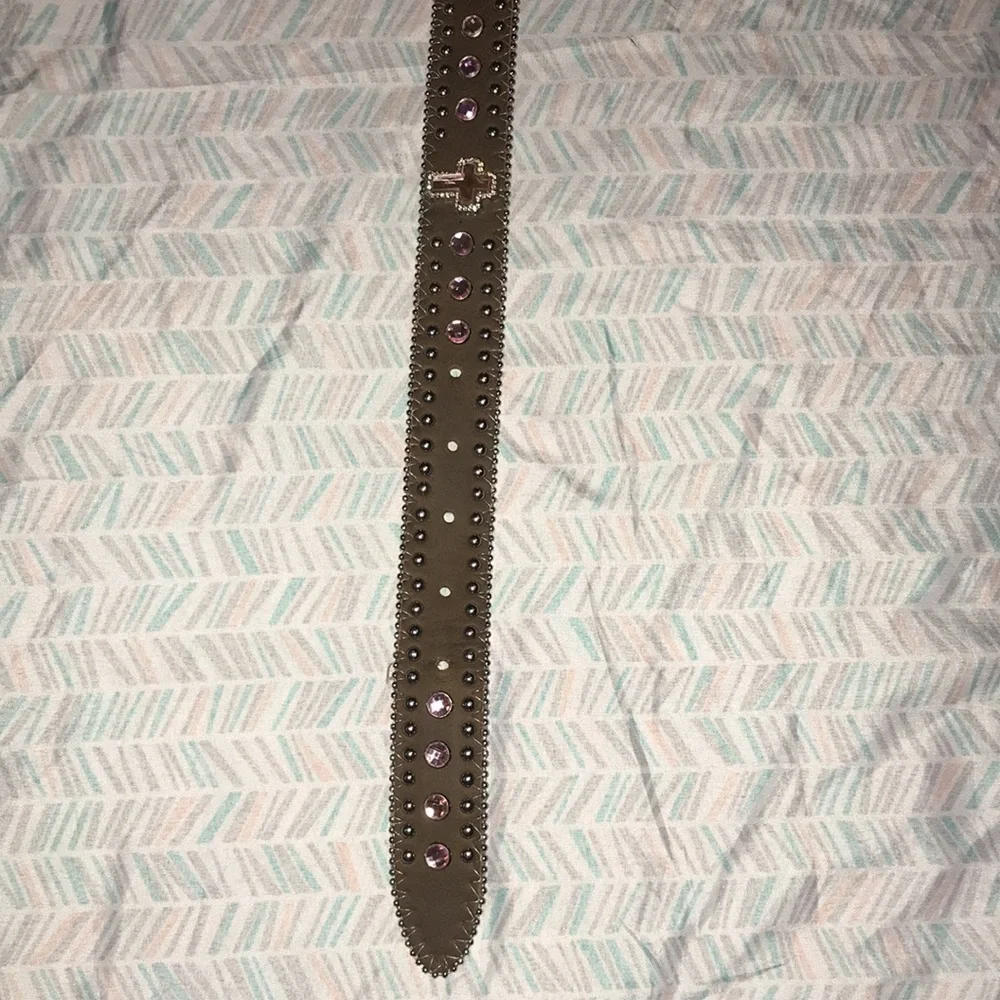 Nocona Girls Rhinestone Cross Leather Western Belt
