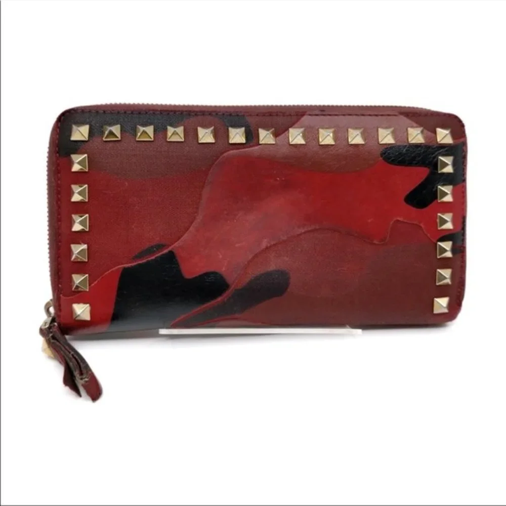 Valentino Garavani Zippy Wallet  Red Canvas