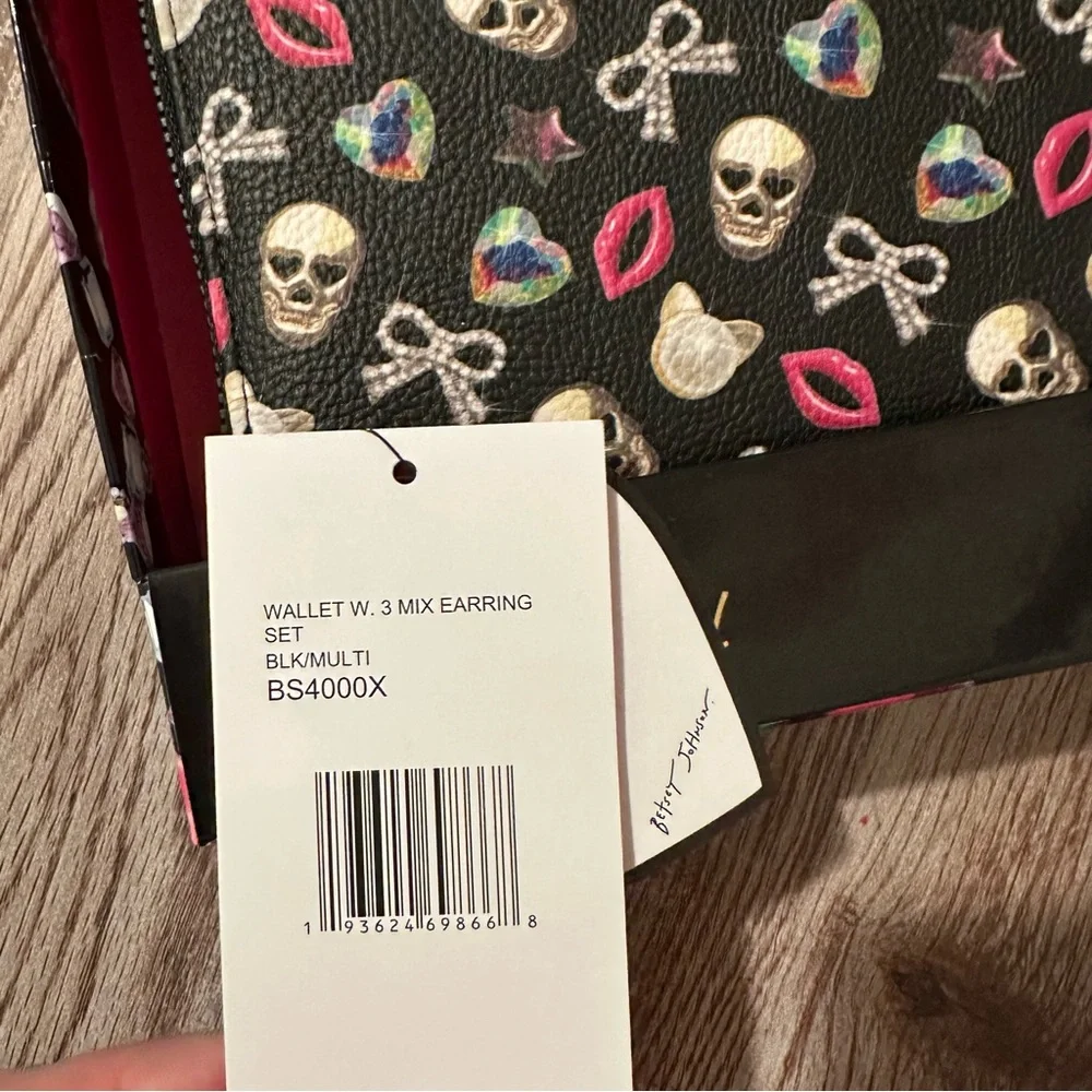 Betsey Johnson Wallet with 3 Mix Earrings Set