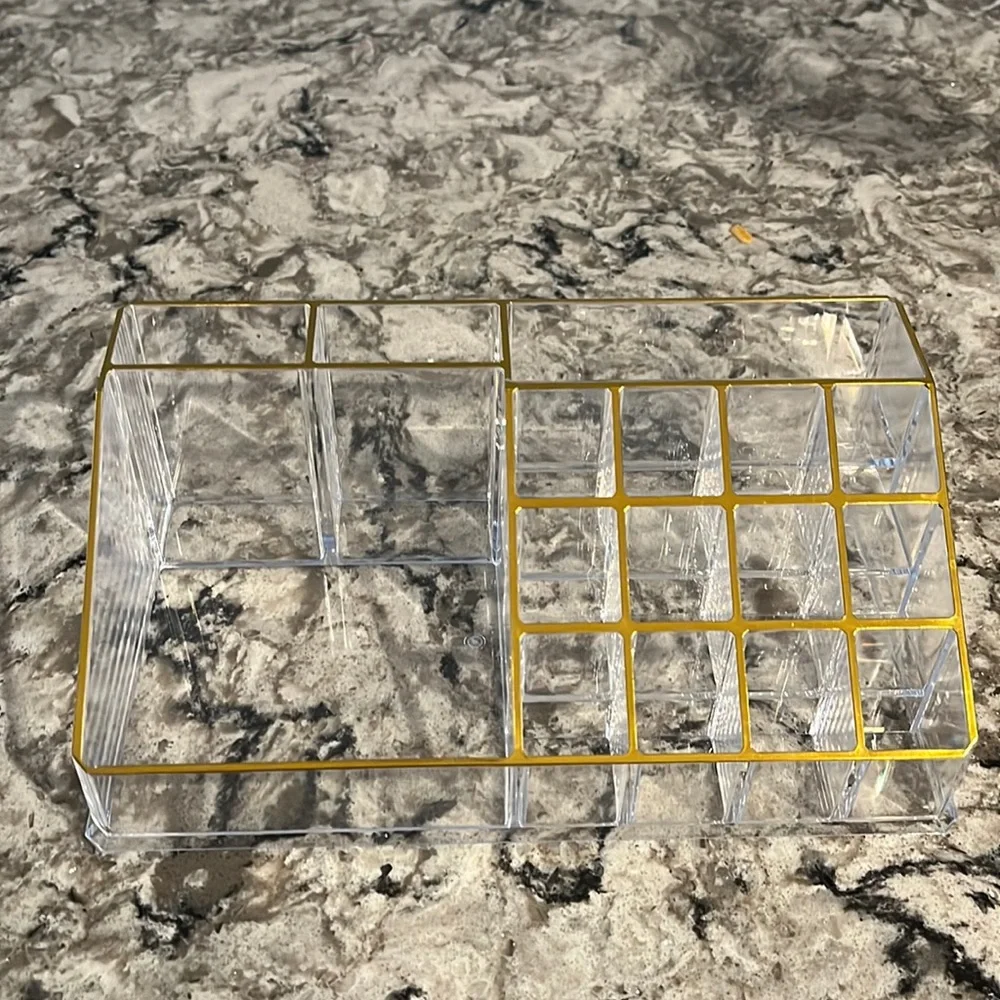 Acrylic makeup organizer.
