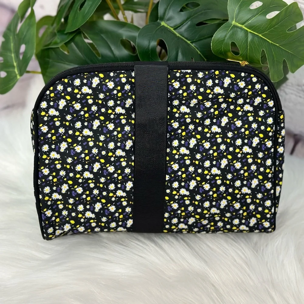 3 Pack Daisy Floral Makeup Storage Bags Set for Women Girls