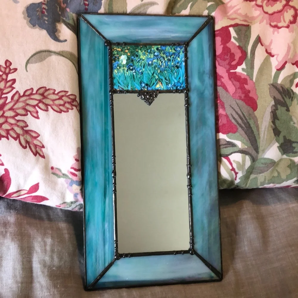 Vintage ‘83 Handcrafted Van Gogh Iris Mirror (Like New)