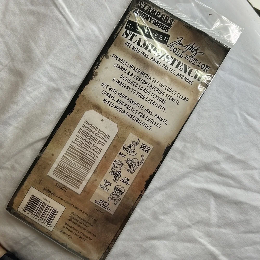 Tim Holtz Stampers Anonymous Halloween Stamps and Stencil Mixed Media NEW NIP