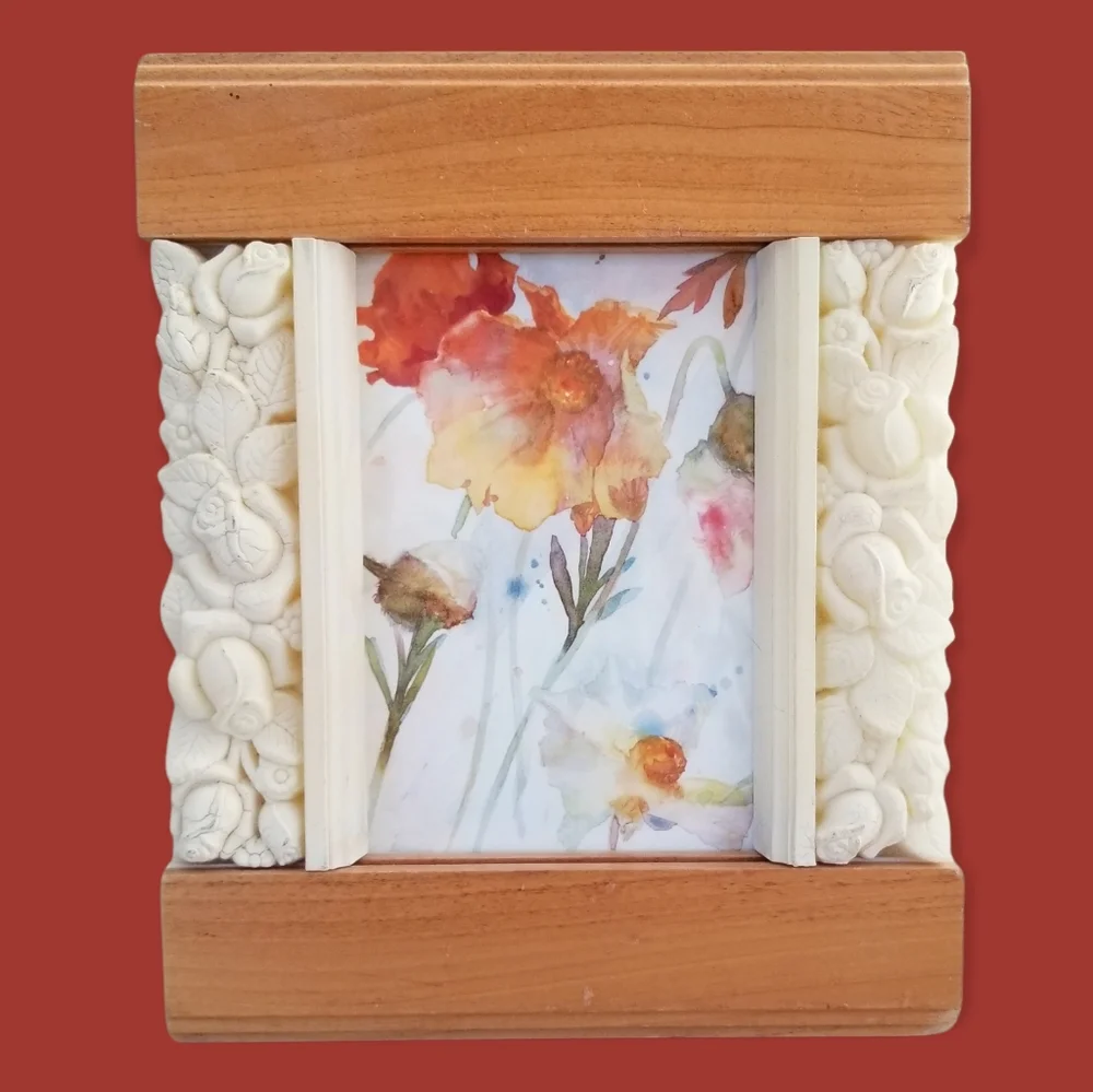Natural Wood and Acrylic Roses 4 1/2 x 3