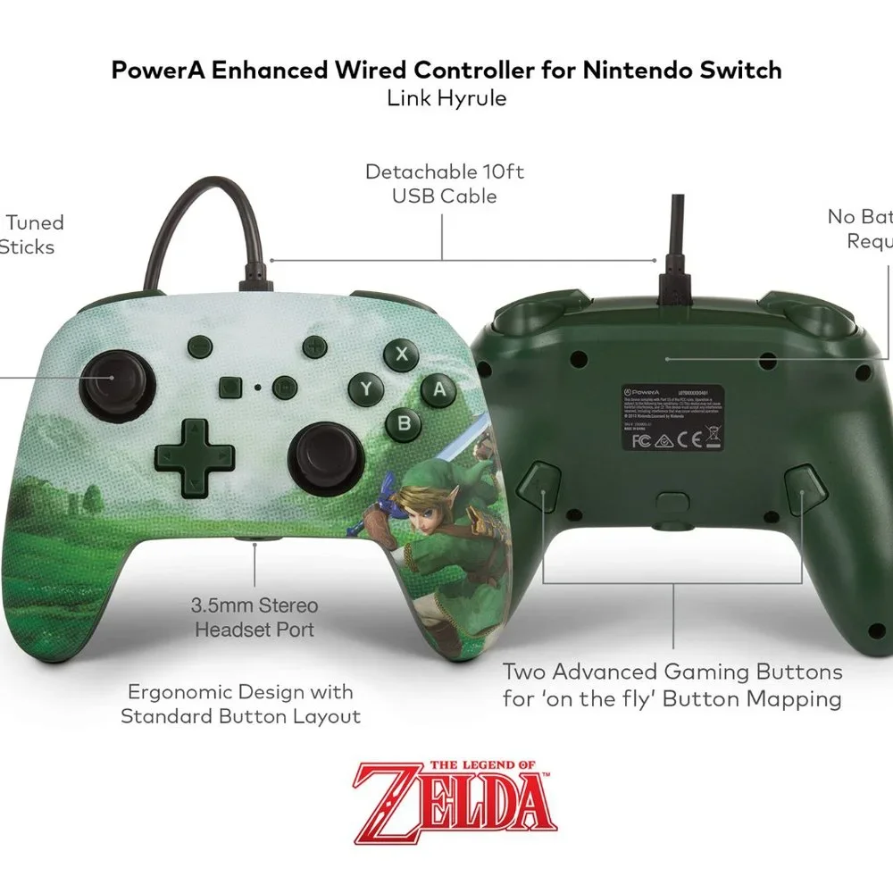Nintendo Switch Controller Wired The Legend of Zelda 10ft USB New Sealed Green