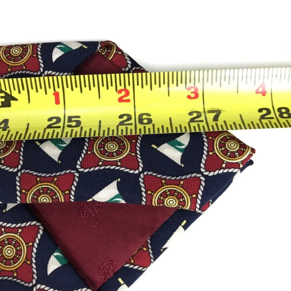 Beaufort Tie Rack Navy Red Nautical Rudder Tie Necktie 100% Silk Made In Italy