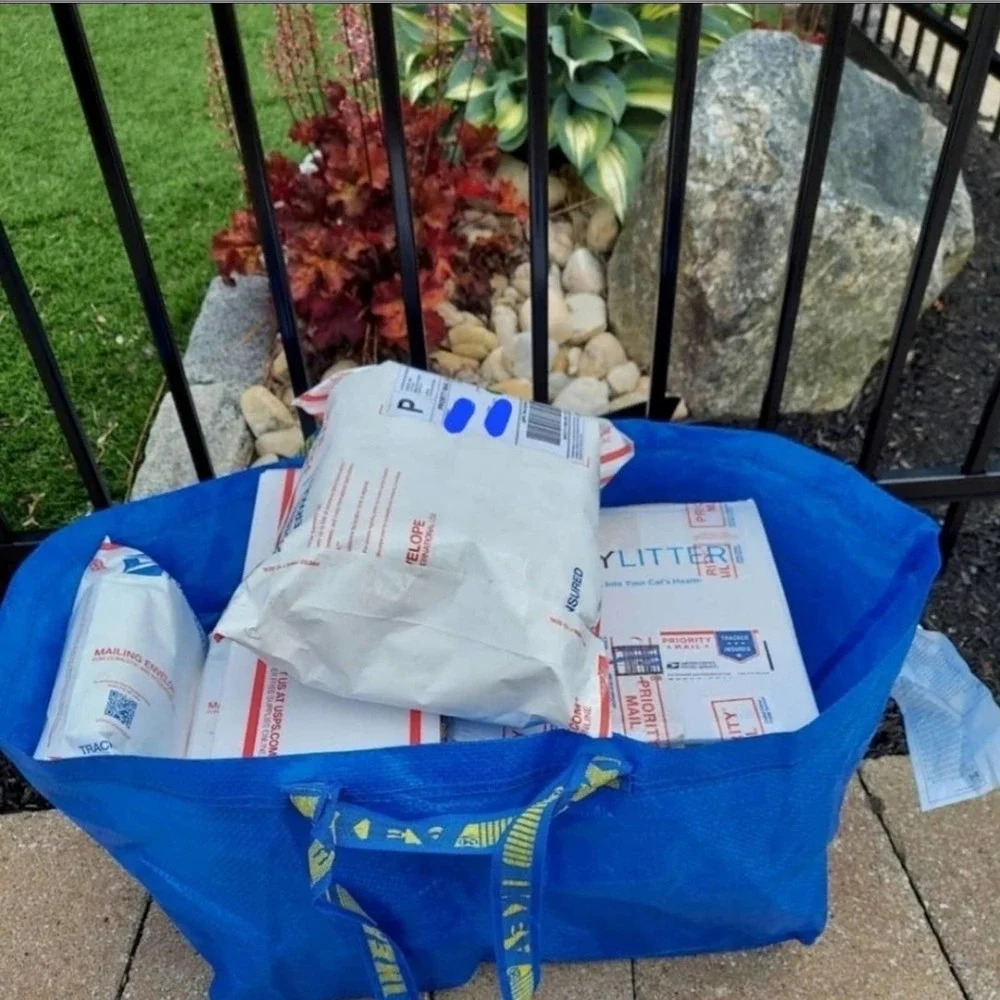 IKEA Frakta Three (3) Oversized Blue Reusable Shopping Laundry Tote Bag NWT