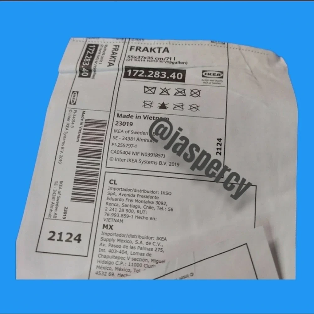 IKEA Frakta Three (3) Oversized Blue Reusable Shopping Laundry Tote Bag NWT