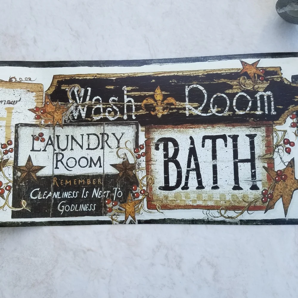Wallpaper Border Country Bath Laundry