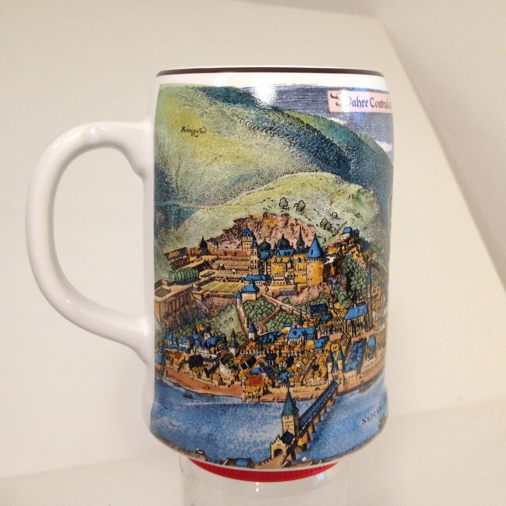 Vintage Reutter Porzellan Beer Stein Heidelberga Neccar fluvius Hassen W Germany