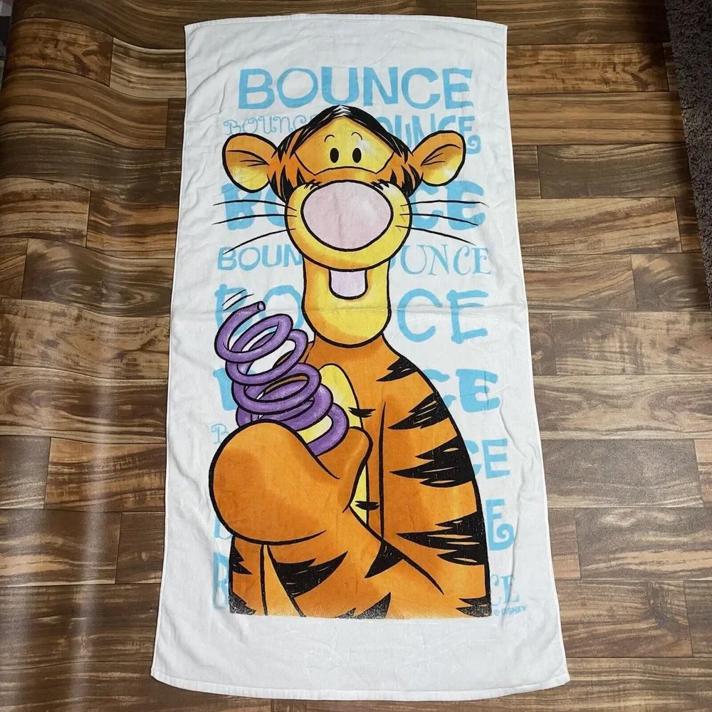 Franco Disney Winnie The Pooh BOUNCE Tigger Cartoon Beach Towel 55”x28” Rare