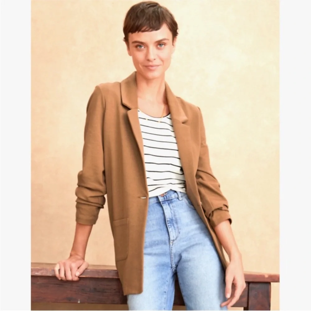 Garnet Hill Knit Relaxed Blazer Size 0