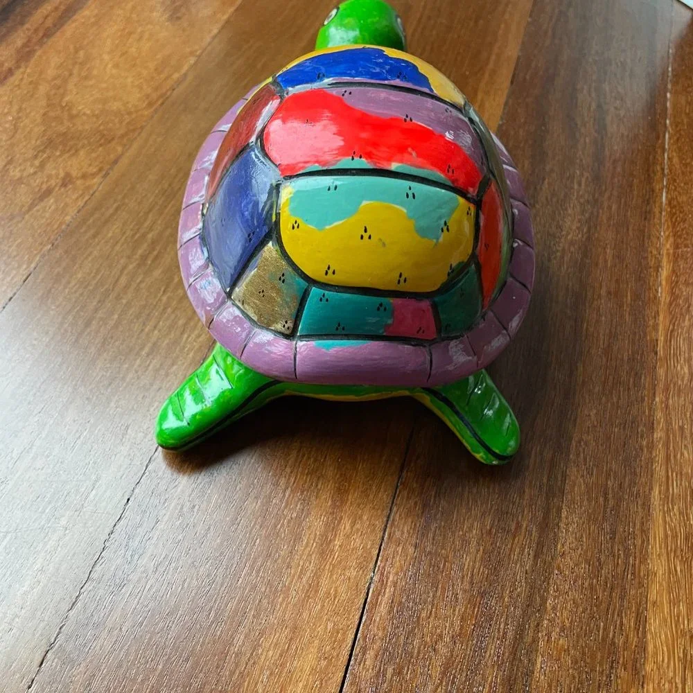 Mexico Folk Art - Turtle Trinket box and Jumping Dolphins figure