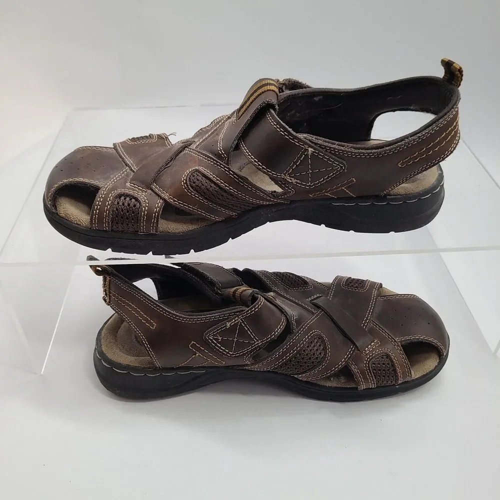 Skechers Brown Leather Fisherman Sandal Padded Insole 63067 Men’s US Sz 11
