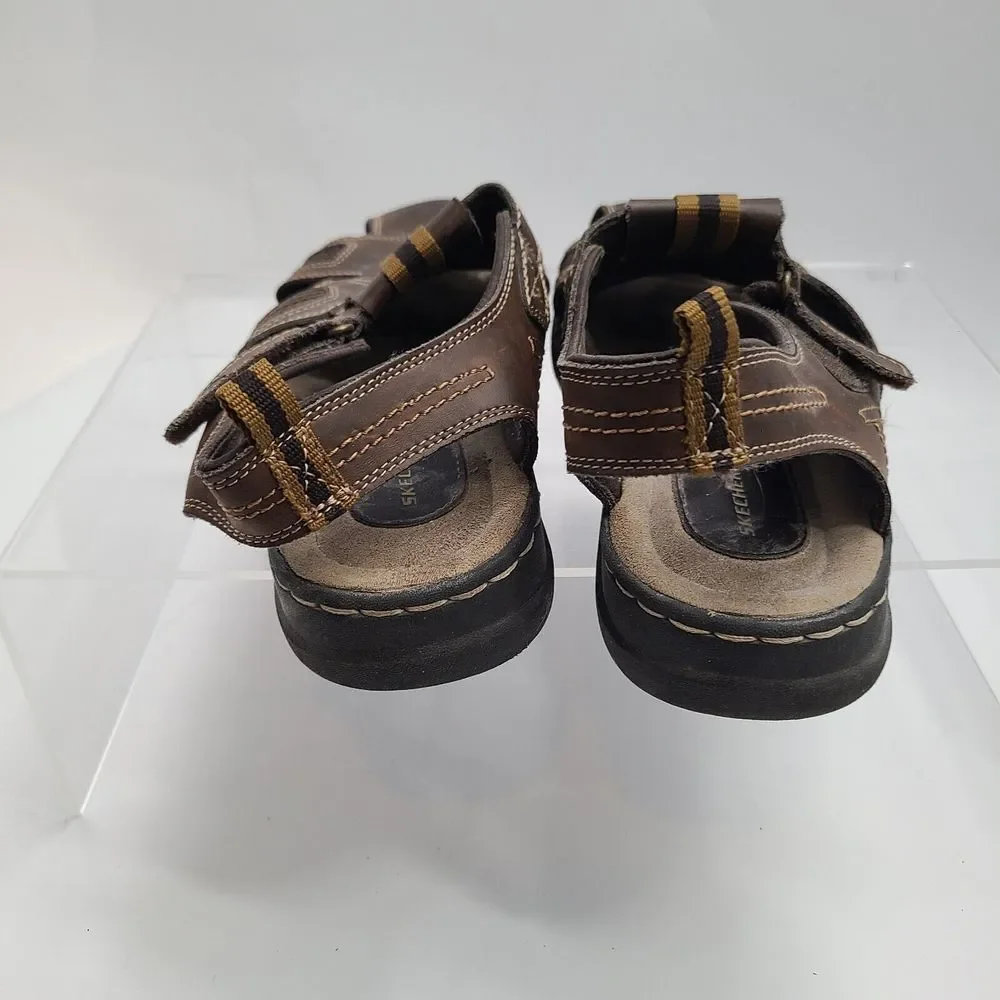 Skechers Brown Leather Fisherman Sandal Padded Insole 63067 Men’s US Sz 11