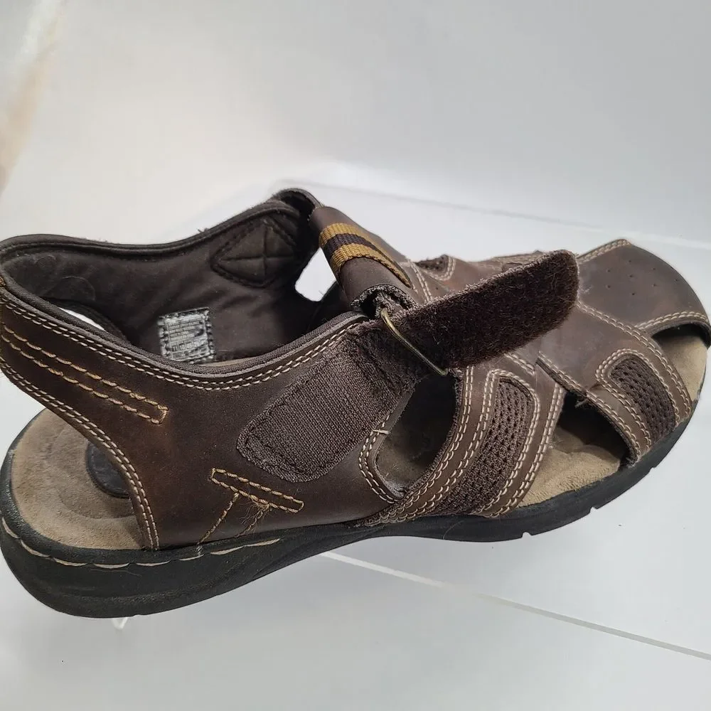 Skechers Brown Leather Fisherman Sandal Padded Insole 63067 Men’s US Sz 11