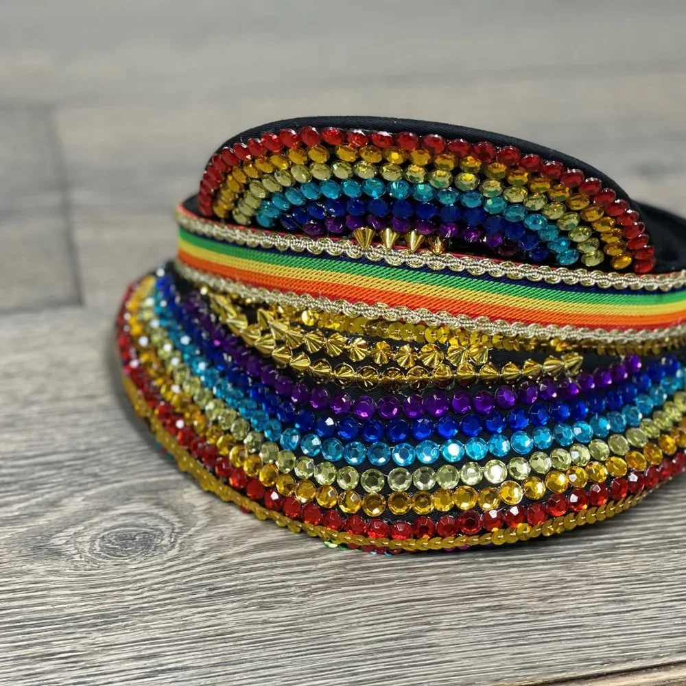 RAINBOW PRIDE SEQUIN CAPTAIN HAT - NWT!