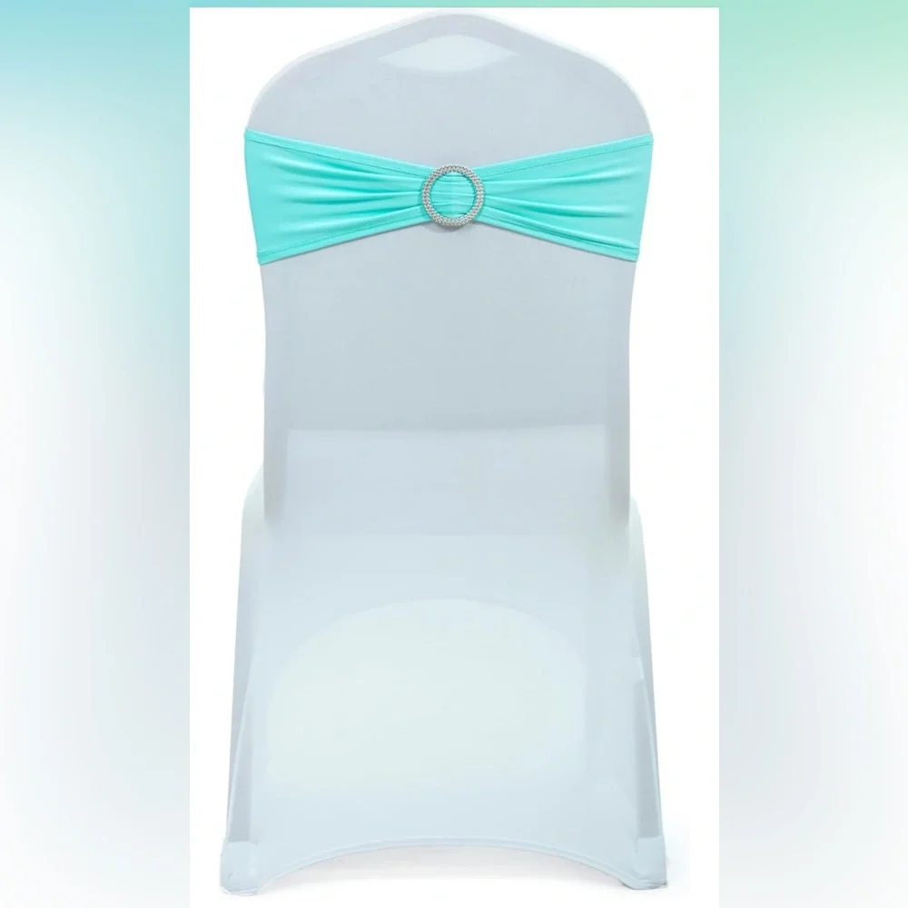 Pack of 12 Tiffany blue chairs sashes