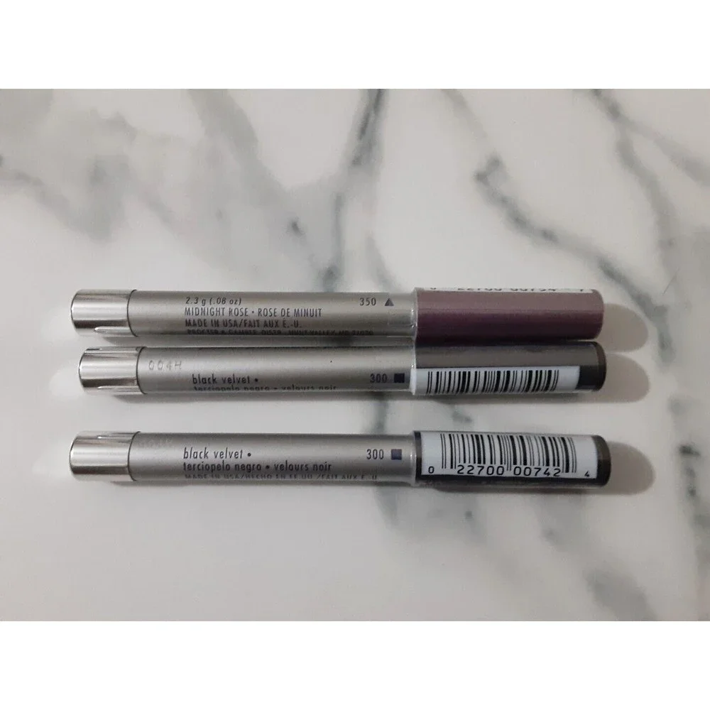 A lot OF 3 Cover Girl Eye Slicks Gel- 2 BLACK VELVET, 1 MIDNIGHT ROSE .08oz