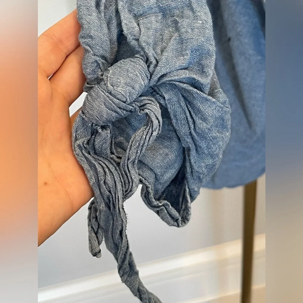 Free people off the shoulder chambray top, size small