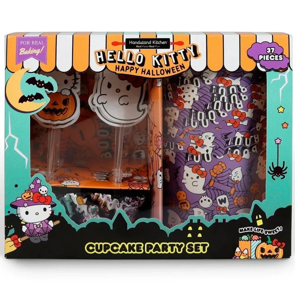 Sanrio HELLO KITTY Halloween Cupcake Party Set 37pc Liners Picks Baking Cups NIP