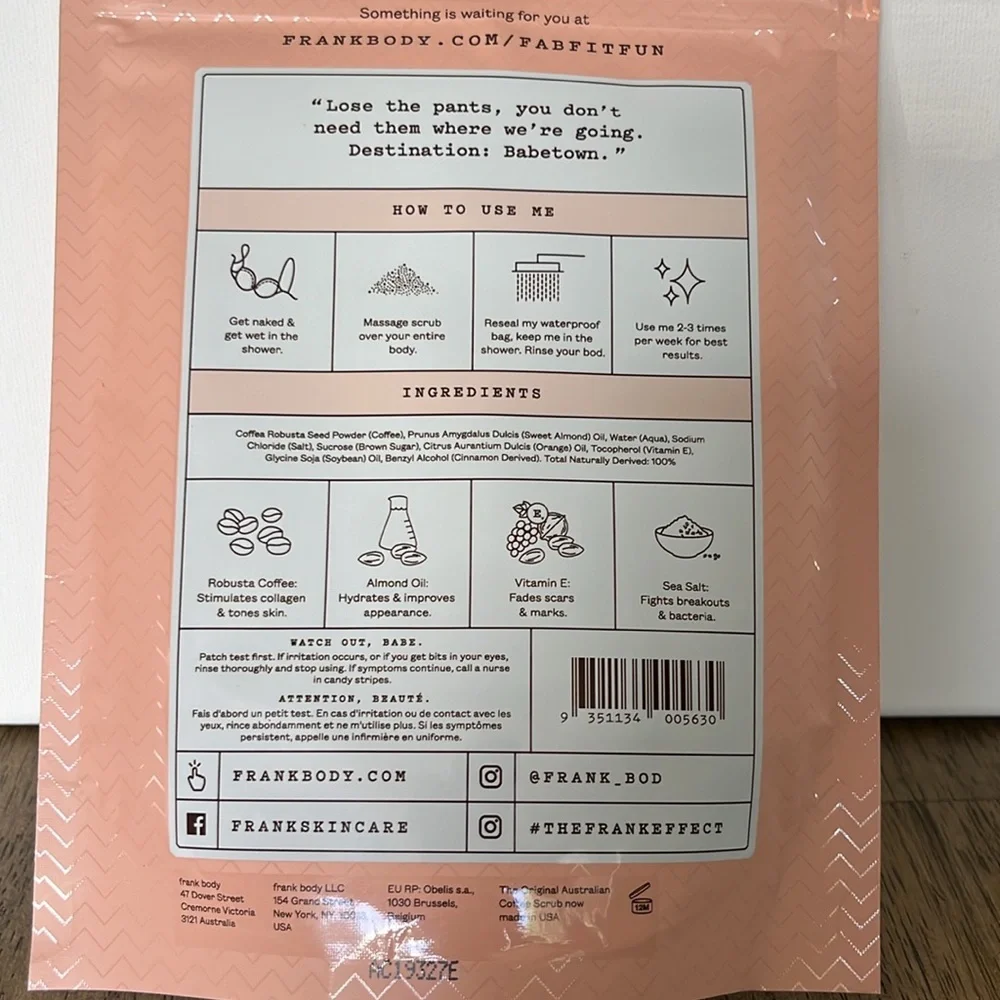 frank body. Original coffee scrub. New in package