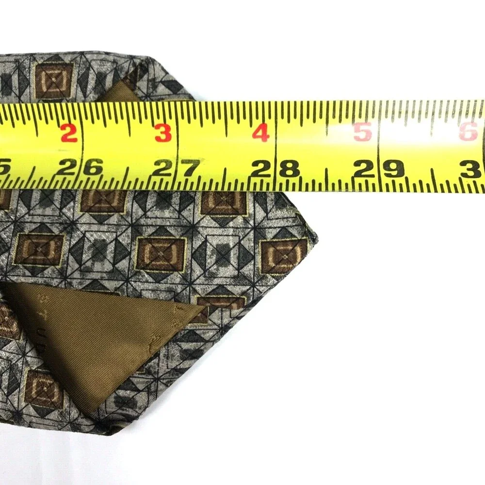 Robert Talbott Studio Men's Silk Hand-sewn Geometric Necktie Gray Tan Tie 57
