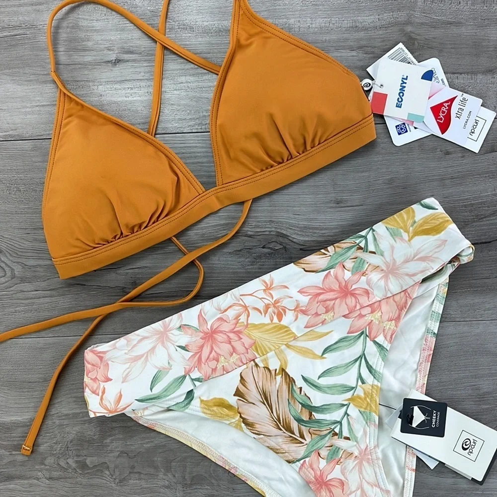 ☀️RIP CURL☀️ CLS SURF ECO XBACK TRI TOP LA BONITA HI WAIST CHEEKY BIKINI…