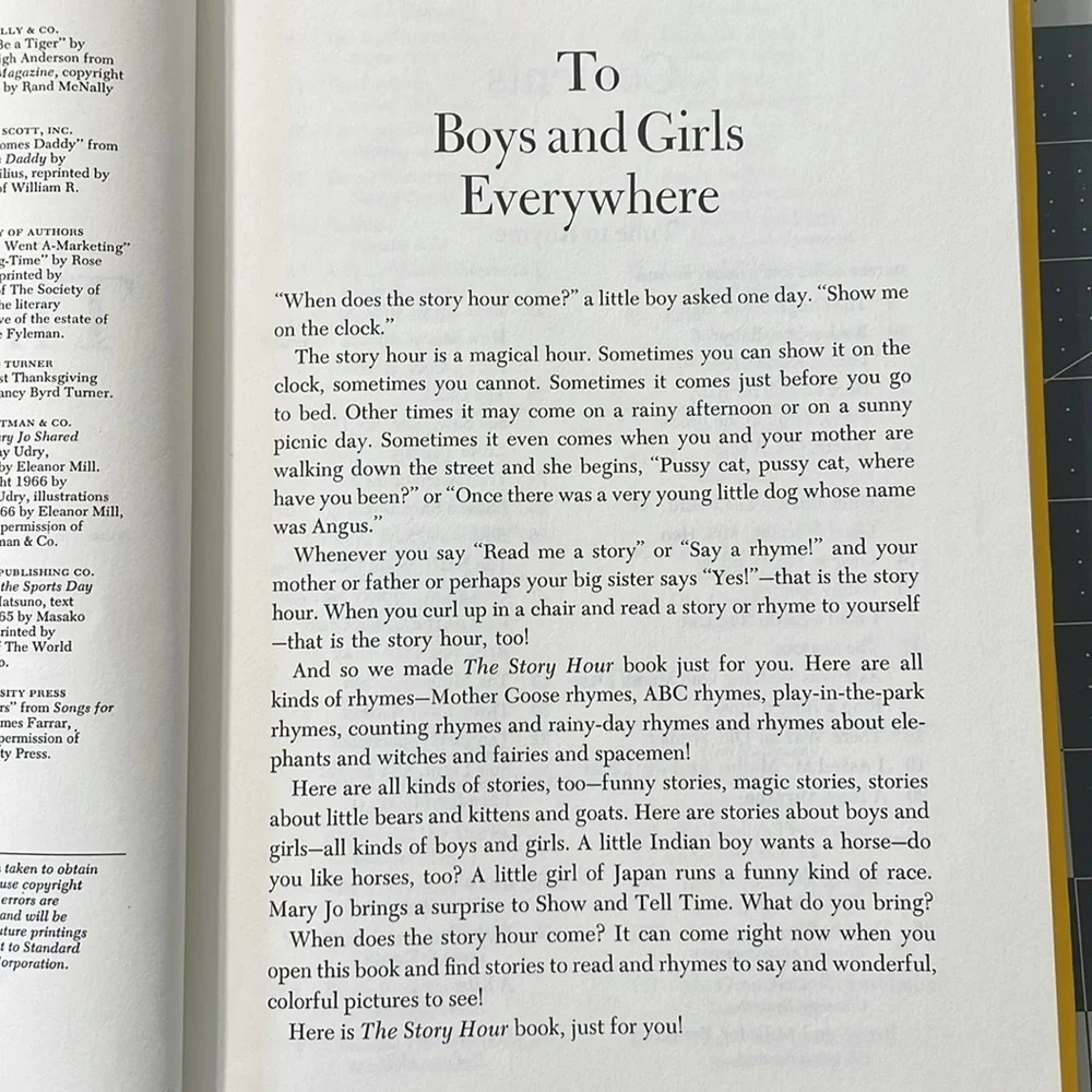 The Story Hour children's book, c1988, compiled by Esther M Bjoland
