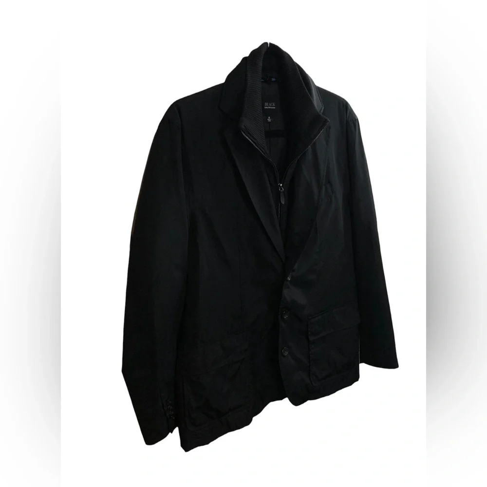 Black Saks Fifth Avenue Water Repellent Blazer Coat Jacket Mens Small Workwear