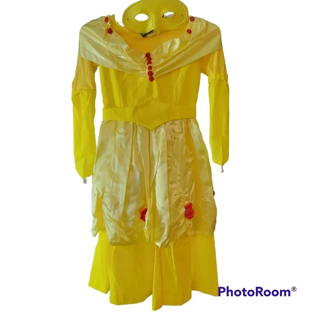 Disney Princess Belle Beauty the Beast Costume Girls Sz 5 Halloween Vtg Handmade
