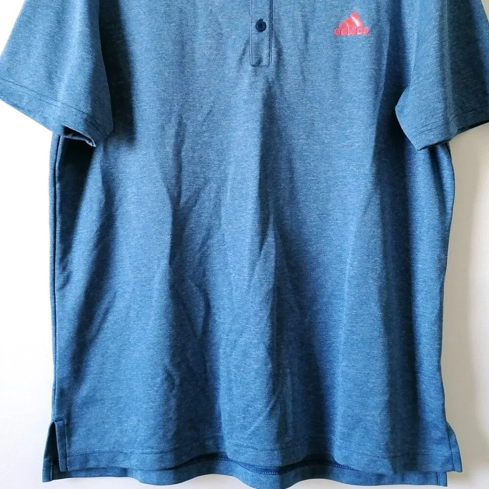 Adidas Mens Blue Short Sleeve Collared Polo Athletic T-Shirt L