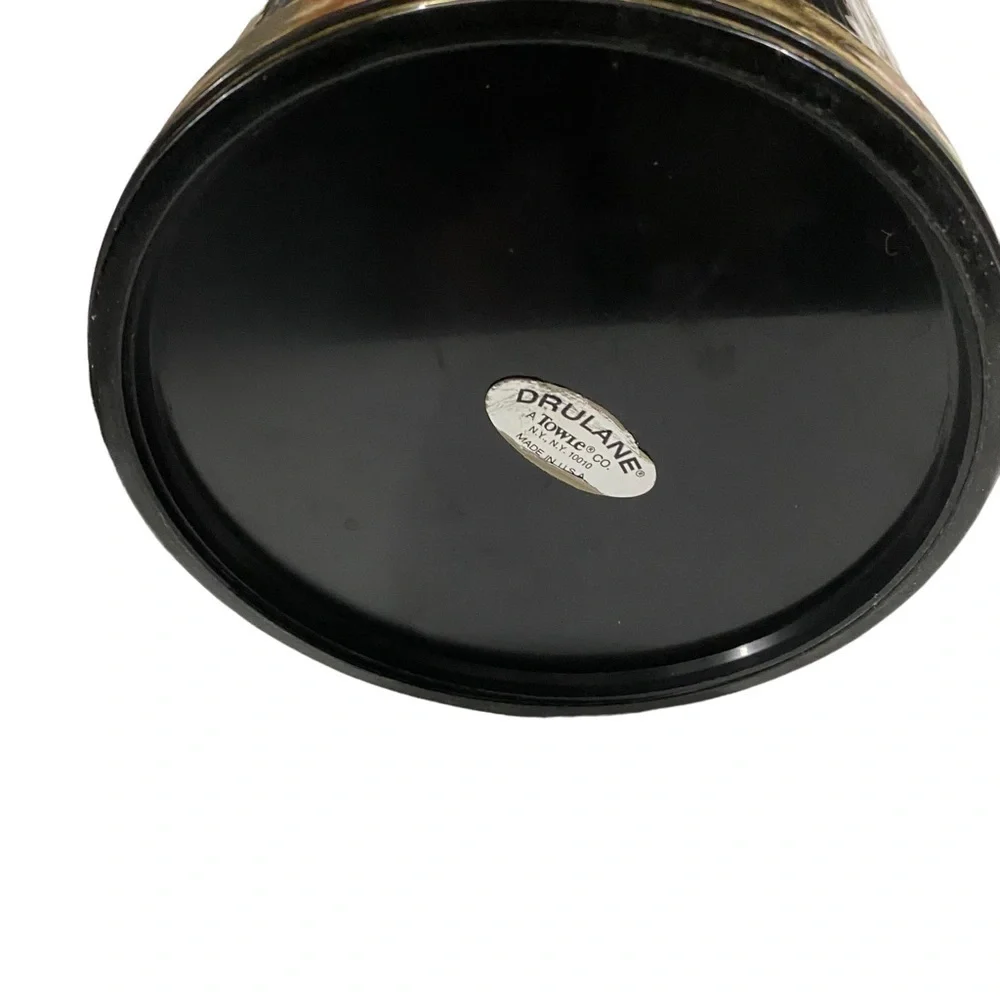 Vintage Unique Laslo Ice Bucket Drulane A Towle Co USA Made Shiny Black & Gold