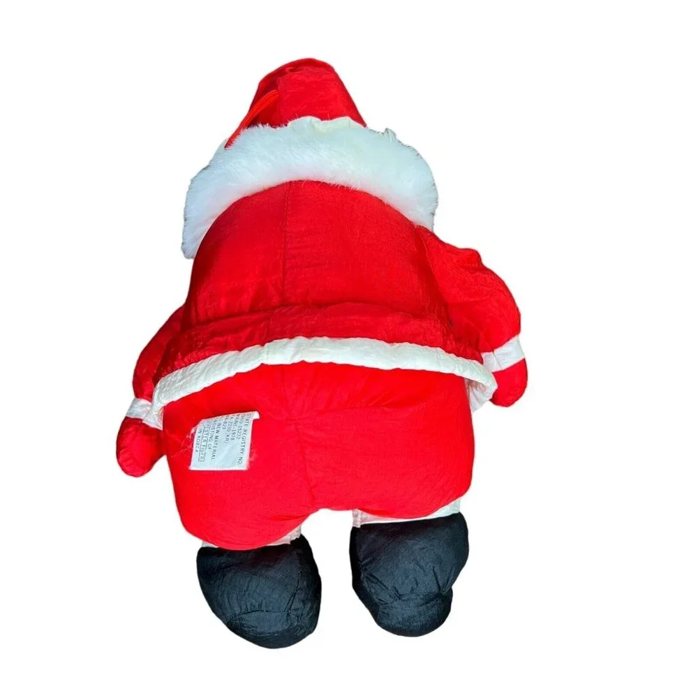 Vintage Santa Claus Red Nylon Plush Stuffed Toy Christmas J.S. International