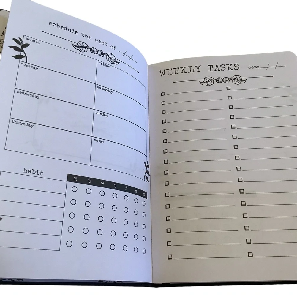 Black Weekly Agenda Task Journal Undated Illumicrate