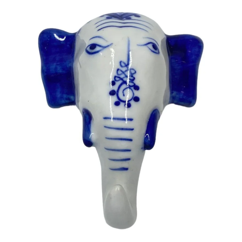Ceramic Royal Indian Elephant Head Hook