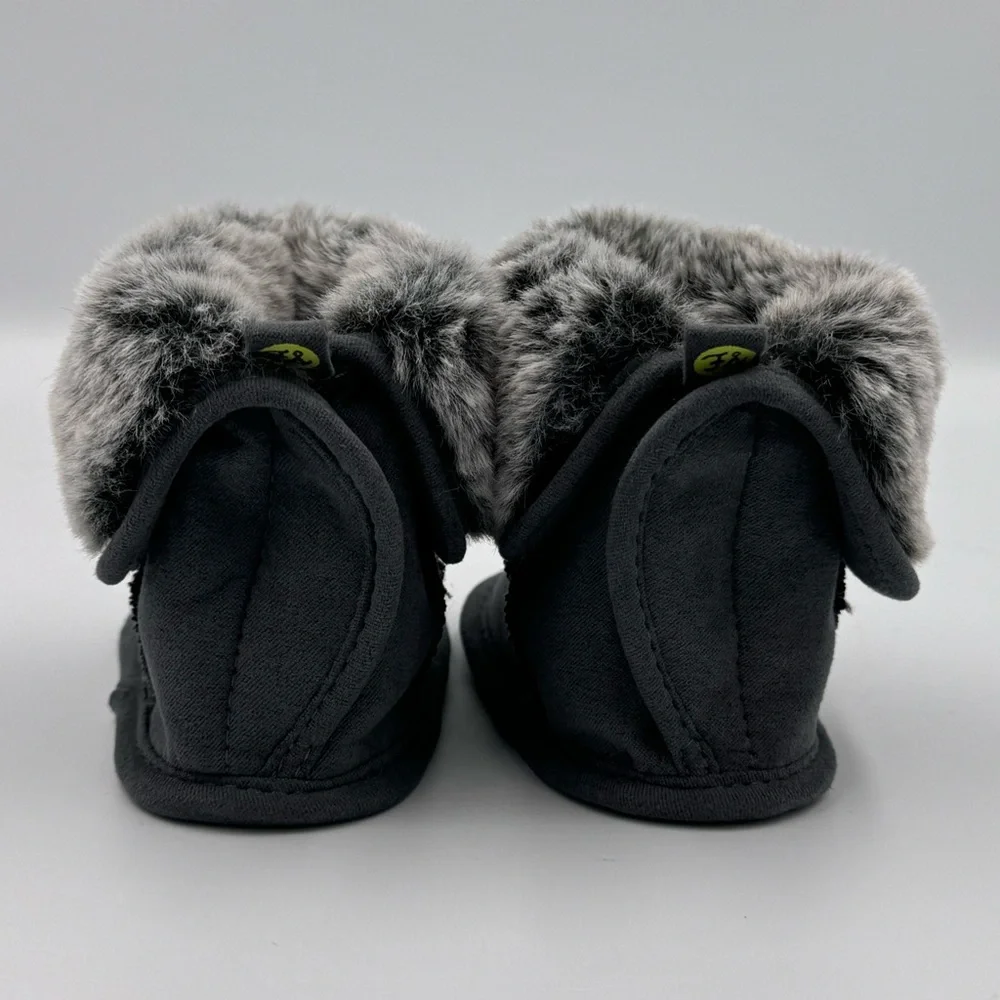 First Steps Baby Faux Fur Gray Booties Size 6-9 Months