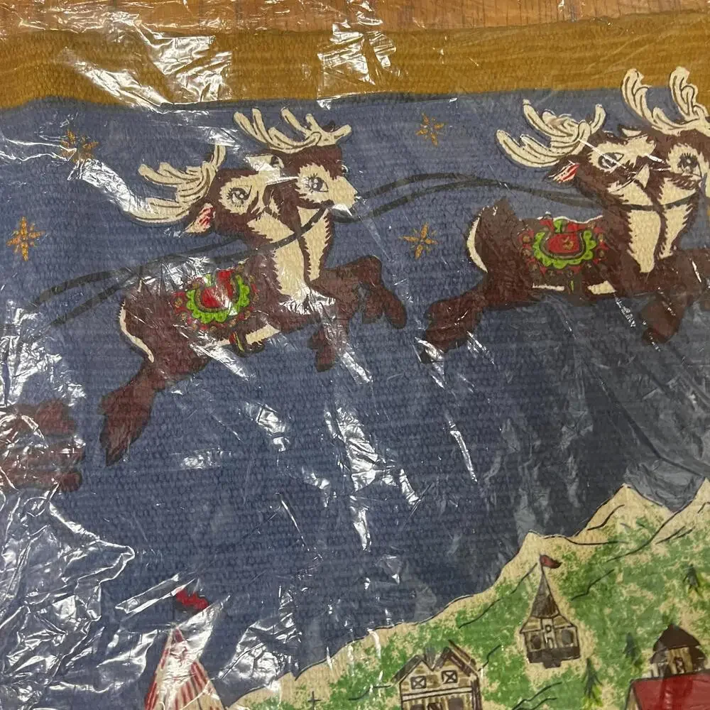 1996 Heymin & Co NY Santa's Sleigh Reindeers Tapestry Wall Floor Holliday Decor