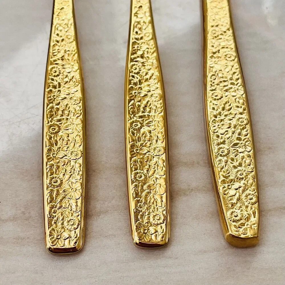 8pc INTERNATIONAL SILVER Golden Spring Garden Rogers Cutlery Flatware Knife Fork