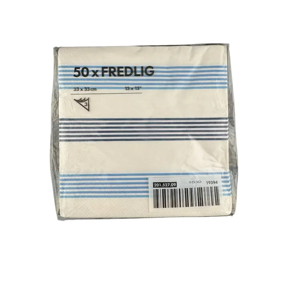 Limited Edition Retired IKEA Fredlig Paper Dinner Napkins Blue Stripes 2009