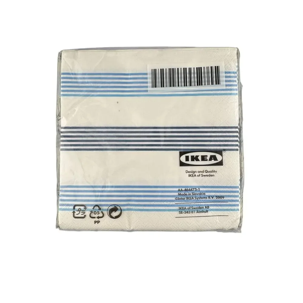 Limited Edition Retired IKEA Fredlig Paper Dinner Napkins Blue Stripes 2009