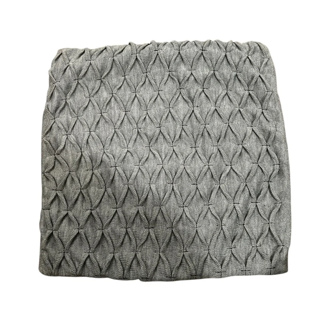 IKEA RIDDARFJARIL Knit Pillow Cover 20”x20” Solid Gray Zipper Ripples Sham