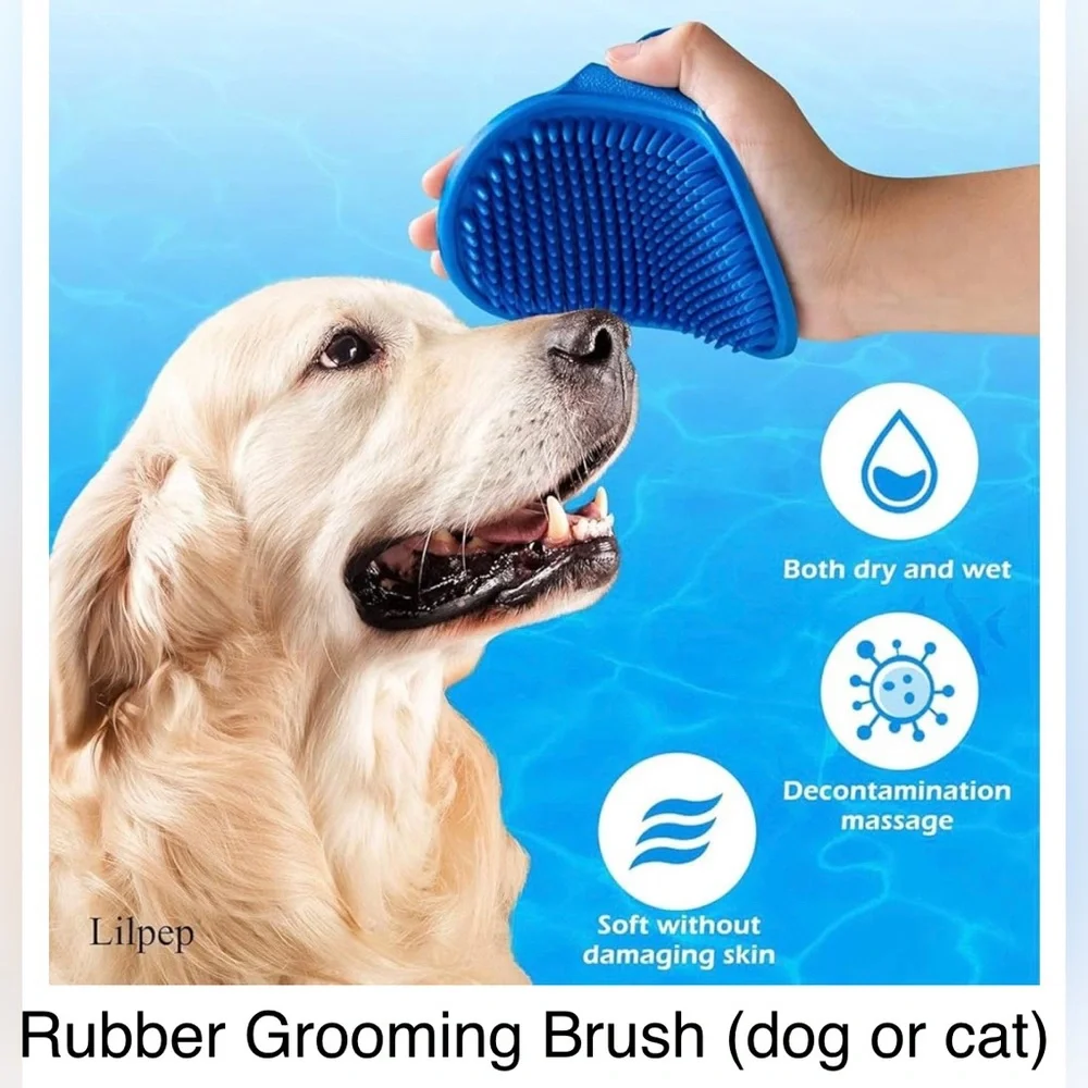 Pet Rubber Grooming Brush (Dog or Cat)