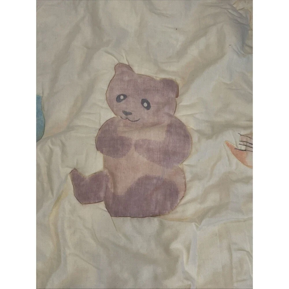 Homemade Baby comforter Quilt Crib Bedding Yellow Vintage Animals