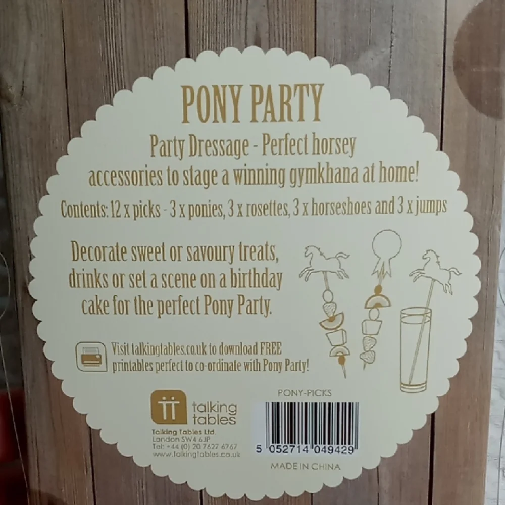 Talking Tables Pony Party Picks Pack Of 12 New In Box Muted Tones