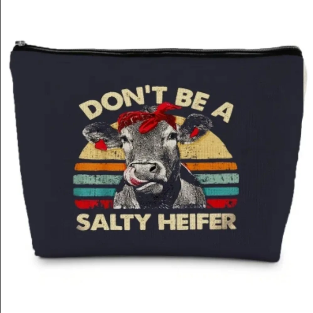 Don't Be a Salty Heifer Black Canvas Bag